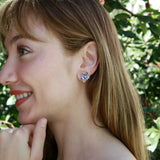 Nina Zhou Natural Tanzanite Yellow Sapphire Diamond Blossom Earrings in 14k gold