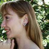 Nina Zhou Natural Tanzanite Yellow Sapphire Diamond Blossom Earrings in 14k gold