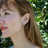 Juliet Natural Aquamarine and Diamond Snowflake Earrings in 14k gold