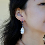 Hailey Sapphire Diamond Drop and Baroque Pearl Convertible Earrings