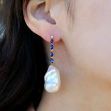 Hailey Sapphire Diamond Drop and Baroque Pearl Convertible Earrings