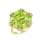 Nina Zhou Natural Margaret 7.20ctw Peridot & Pink Sapphire Cocktail Ring in 14k gold 