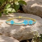 Blossom Natural 3.55ctw sleeping beauty Turquoise Diamond Bracelet in 14k yellow gold