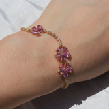 Pink Sapphire Cherry Blossom Diamond Tennis Bracelet