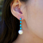 Rythm Turquoise Diamond and Pearl Drop Earrings 18k yellow gold 