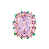 Katherine Kunzite Pink Sapphire and Emerald Cocktail Ring