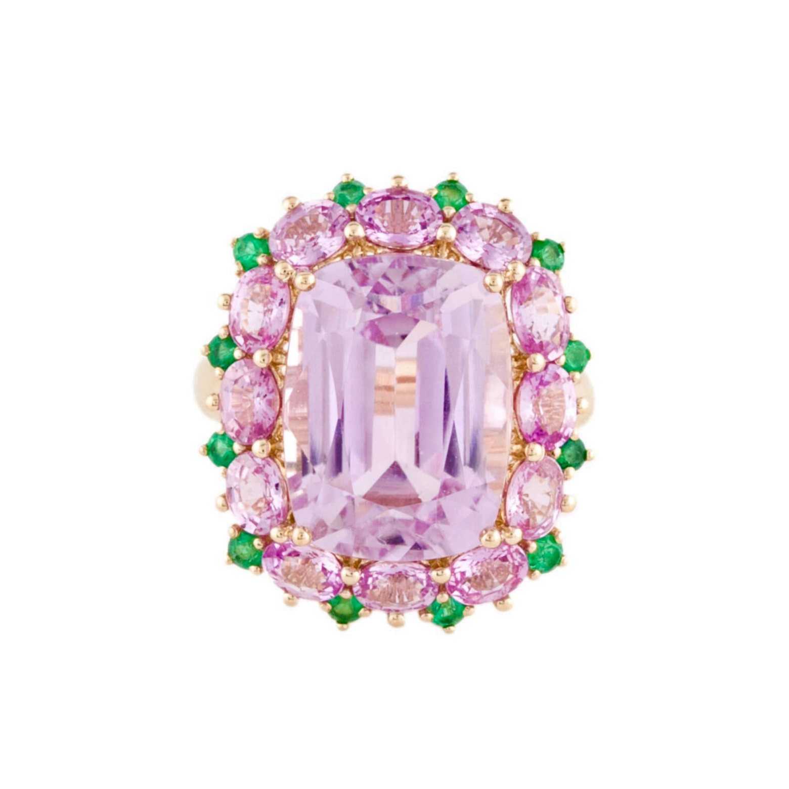 Katherine Kunzite Pink Sapphire and Emerald Cocktail Ring – Nina Zhou