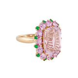 Katherine Kunzite Pink Sapphire and Emerald Cocktail Ring