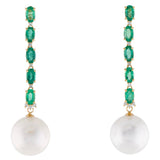 Hailey Emerald Diamond and Pearl Drop Earrings