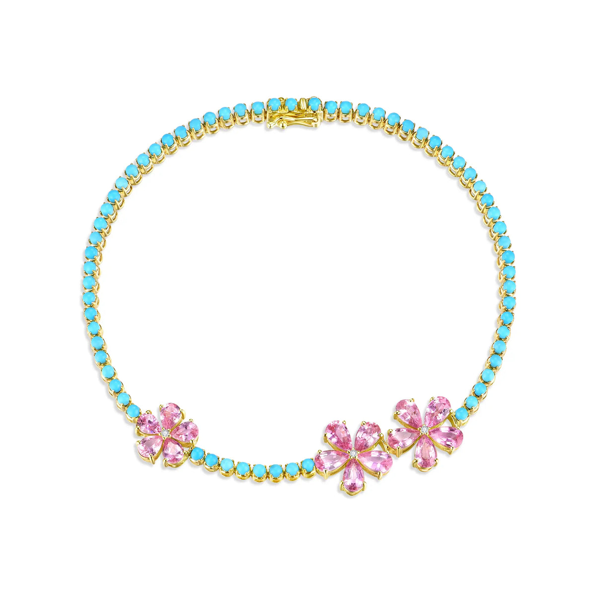 Blossom Pink Sapphire Turquoise Diamond Bracelet – Nina Zhou