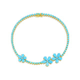 Blossom Natural 3.55ctw sleeping beauty Turquoise Diamond Bracelet in 14k yellow gold