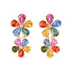 14k yellow gold Nina Zhou x Kai Double Blossom 7.04 ctw Natural Rainbow Sapphire & Diamond Drop Earrings (One-of-a-Kind)
