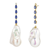 Hailey Sapphire Diamond Drop and Baroque Pearl Convertible Earrings