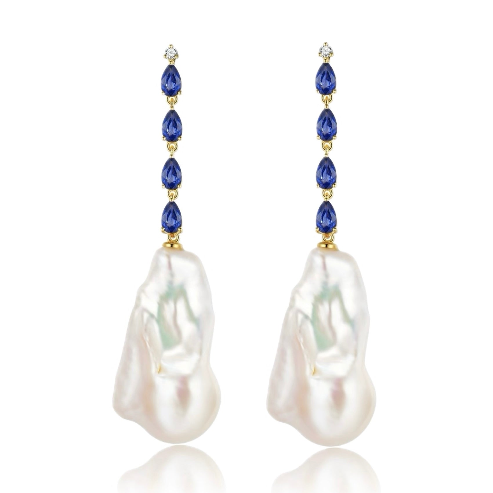 Hailey Sapphire Diamond Drop and Baroque Pearl Convertible Earrings