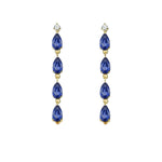 Rhythm Natural Blue Sapphire Diamond Drop Earrings 14k Yellow Gold