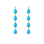 18k yellow gold Rhythm natural Turquoise Diamond Drop Earrings