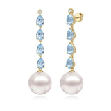 Rhythm Aquamarine Diamond and Pearl Drop Earrings