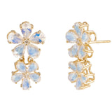 Moonstone Diamond Double Blossom Drop Earrings