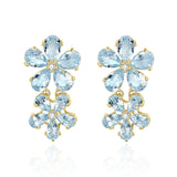 14k yellow gold aquamarine diamond Double Blossom Drop Earrings