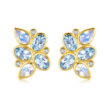 Elizabeth Aquamarine Moonstone Diamond Cluster Earrings