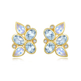 Elizabeth Aquamarine Moonstone Diamond Cluster Earrings