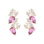 Nosa 14K Gold Natural Morganite, Pink Tourmaline and Diamond Drop Earrings