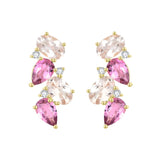 Nosa 14K Gold Natural Morganite, Pink Tourmaline and Diamond Drop Earrings