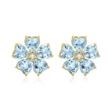 Aquamarine Diamond Cherry Blossom Earrings