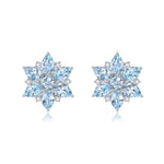 Juliet Natural Aquamarine and Diamond Snowflake Earrings in 14k gold