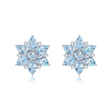 Juliet Natural Aquamarine and Diamond Snowflake Earrings in 14k gold