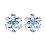 Aquamarine Diamond Forget-me-Not Flower Earrings