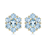 Aquamarine Diamond Cluster Earrings