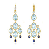 Aquamarine Sapphire Diamond Chandelier Drop Earrings