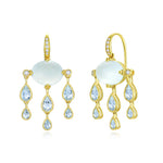 Rainy Day Natural Aquamarine Diamond Chandelier Drop Earrings 14k yellow gold 