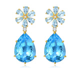 Aquamarine Diamond Blossom Topaz Drop Earrings