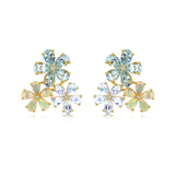 Aquamarine Moonstone Opal and Diamond Blossom Earrings