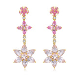 Pink Sapphire Morganite Diamond Blossom Drop Earrings