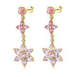 Pink Sapphire Morganite Diamond Blossom Drop Earrings