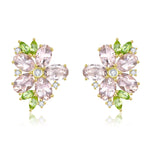 Nina Zhou Natural Morganite Peridot Diamond Blossom Earrings in 14k gold