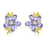 Nina Zhou Natural Tanzanite Yellow Sapphire Diamond Blossom Earrings in 14k gold