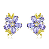 Nina Zhou Natural Tanzanite Yellow Sapphire Diamond Blossom Earrings in 14k gold