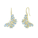 Nina Zhou Butterfly Blossom Natural Aquamarine Drop Earrings 14k gold