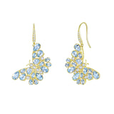 Nina Zhou Butterfly Blossom Natural Aquamarine Drop Earrings 14k gold