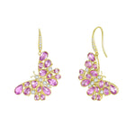 Butterfly Blossom Natural Pink Sapphire Drop Earrings 14k yellow gold