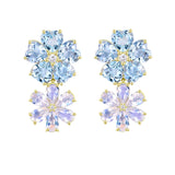 Nina Zhou 14K Gold Island Blossoms Natural Aquamarine Moonstone Diamond Drop Earrings