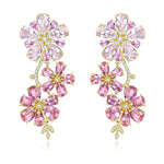 nina zhou Island Blossoms natural Pink Morganite, Sapphrie, Tourmaline & Diamond Drop Earrings in 14k gold
