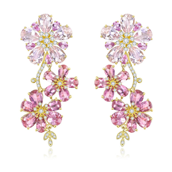 Island Blossoms Pink Morganite Diamond Drop Earrings – Nina Zhou