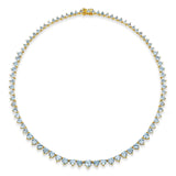 18ct Heart Aquamarine Riviera Graduated Tennis Necklace