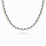 Heart Aquamarine Sapphire Tennis Necklace