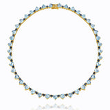 Heart Aquamarine Sapphire Tennis Necklace